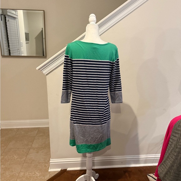 Heyton Striped French Terry Sheath Dress with 3/4 Sleeves - Picture 4 of 10